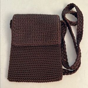 The Sak Original  Crochet Crossbody Bag Purse 20" Strap- Brown